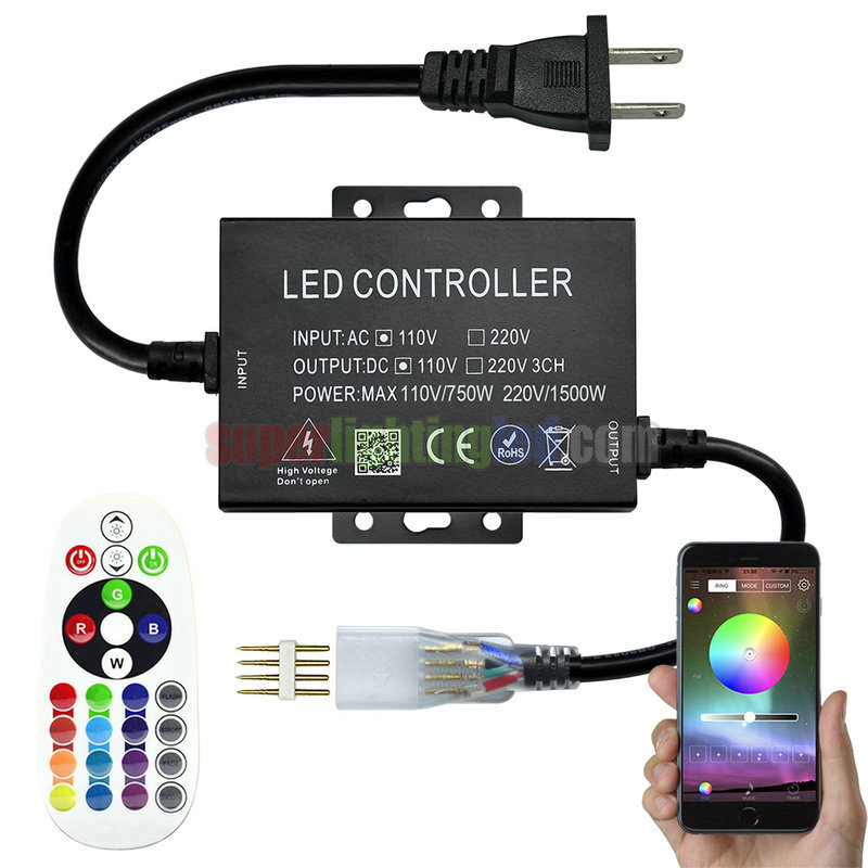 AC110-220V Max 1500W, PWM LED RGB Wireless RF 24 keys Infrared Remote Controller, For 164 or 328Ft RGB 5050 High Voltage led strip lights AC110-220V Max 1500W, PWM LED RGB Wireless RF 24 keys Infrared Remote Controller, For 164 or 328Ft RGB 5050 High Voltage led strip lights